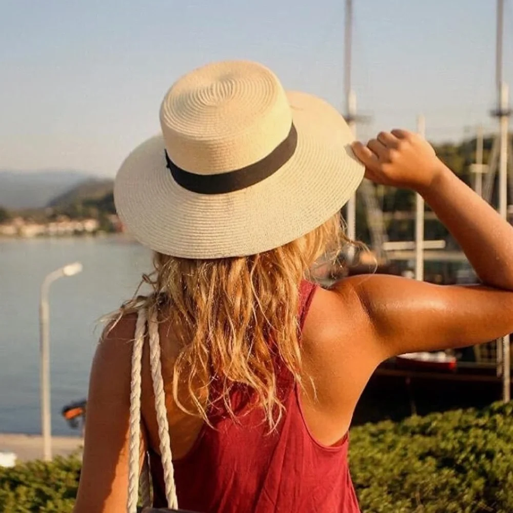 TARGET Straw Resort Hat w/ Black Ribbon NWOT $25